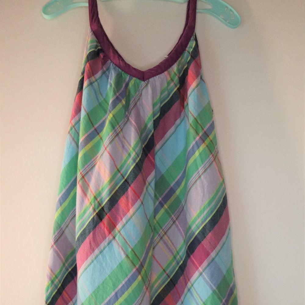 Girls Old Navy Madras Plaid Sundress Small 6-7 Purple Blue Dress